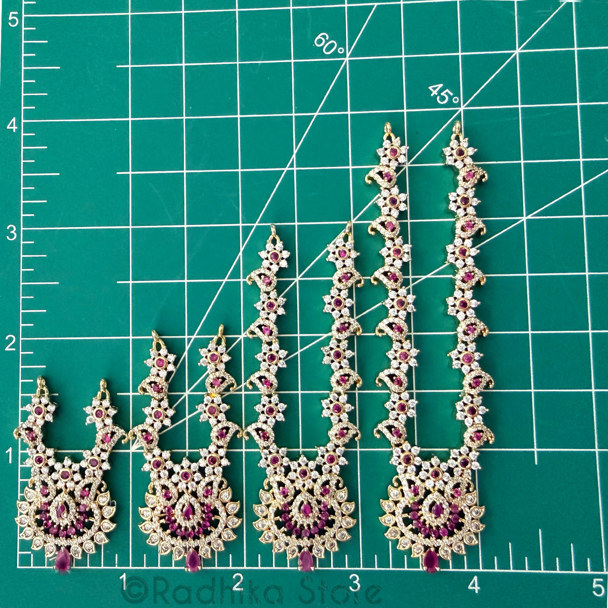 Radhikas Favorite Ruby Emerald Diamond - CZ - Deity Necklace