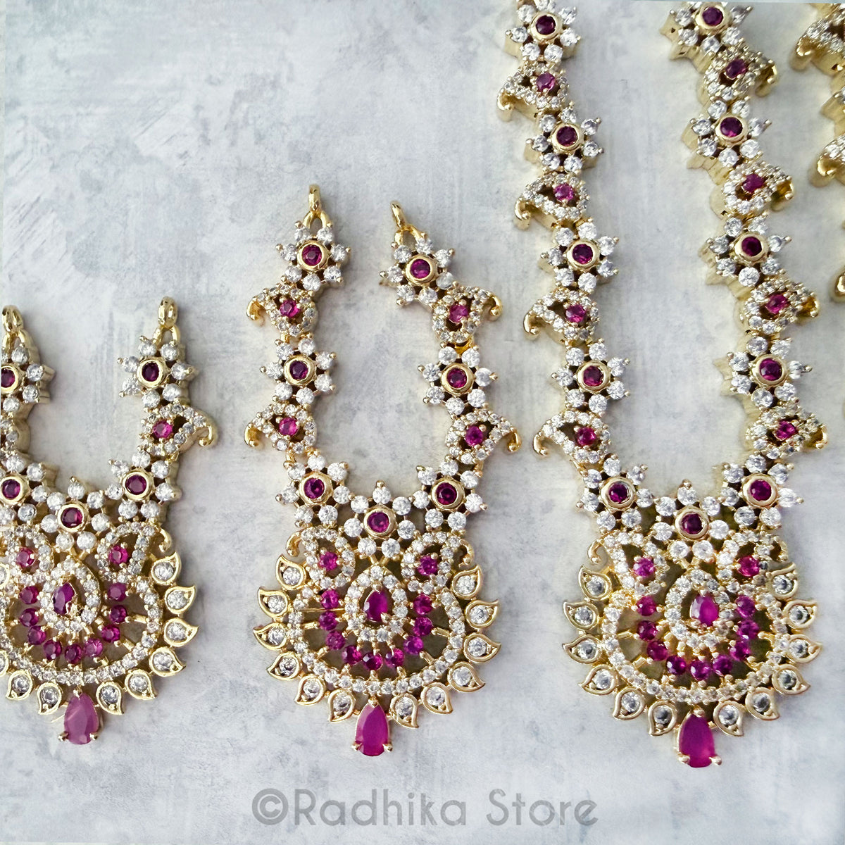 Radhikas Favorite Ruby Diamond - CZ - Deity Necklace