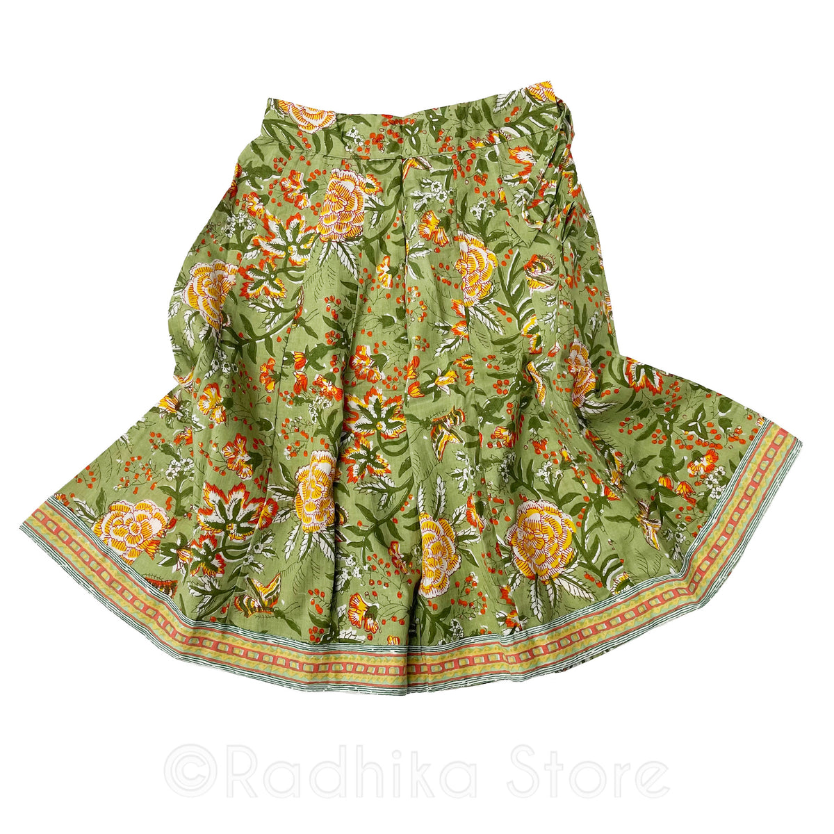 Girls Gopi Skirt Outfit - Raman Reti Garden - Cotton-Screen Print