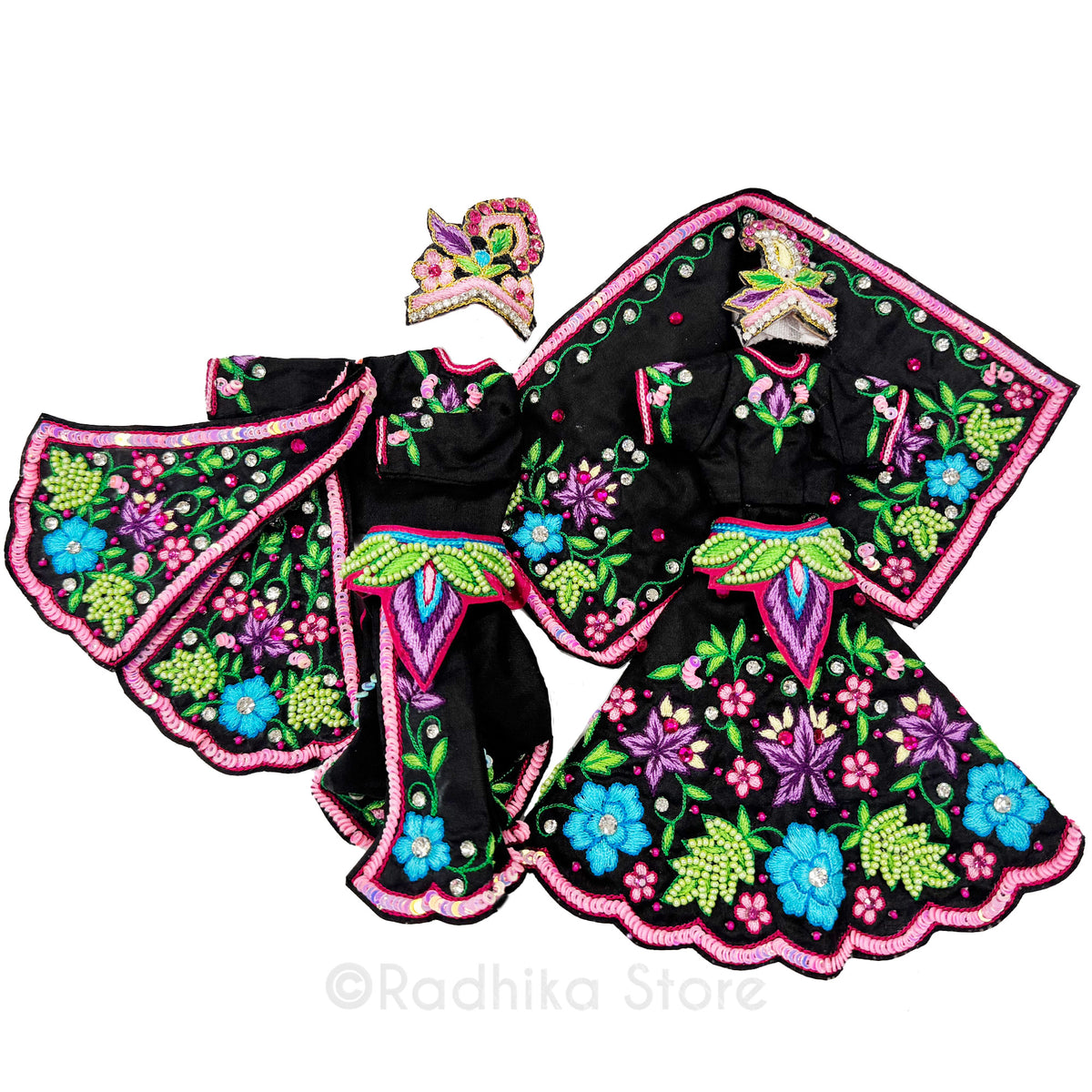 Raman Reti Nocturnal Kirtan - Black - Silk - Radha Krishna Deity Outfit