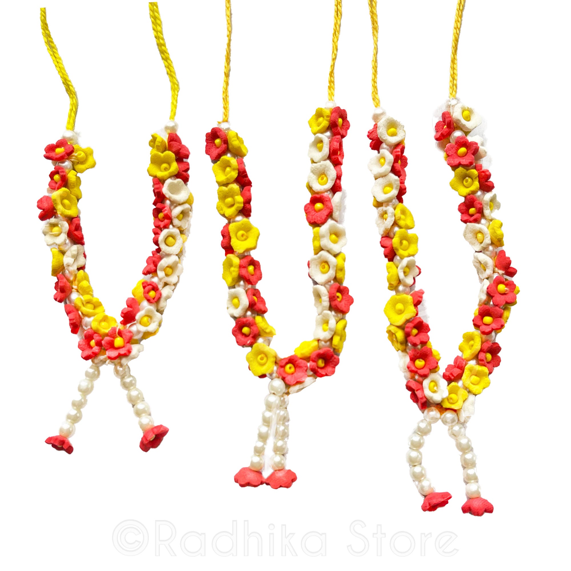 Red Yellow And White - Deity Garland - Flower Jewelry - Choose Size -
