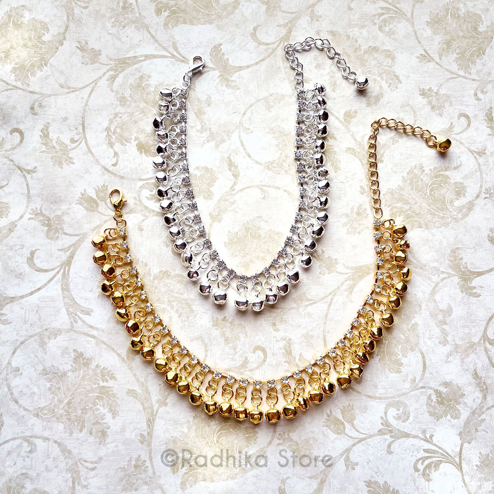 Rhinestone Deity Ankle Bells/belt-8 Inch