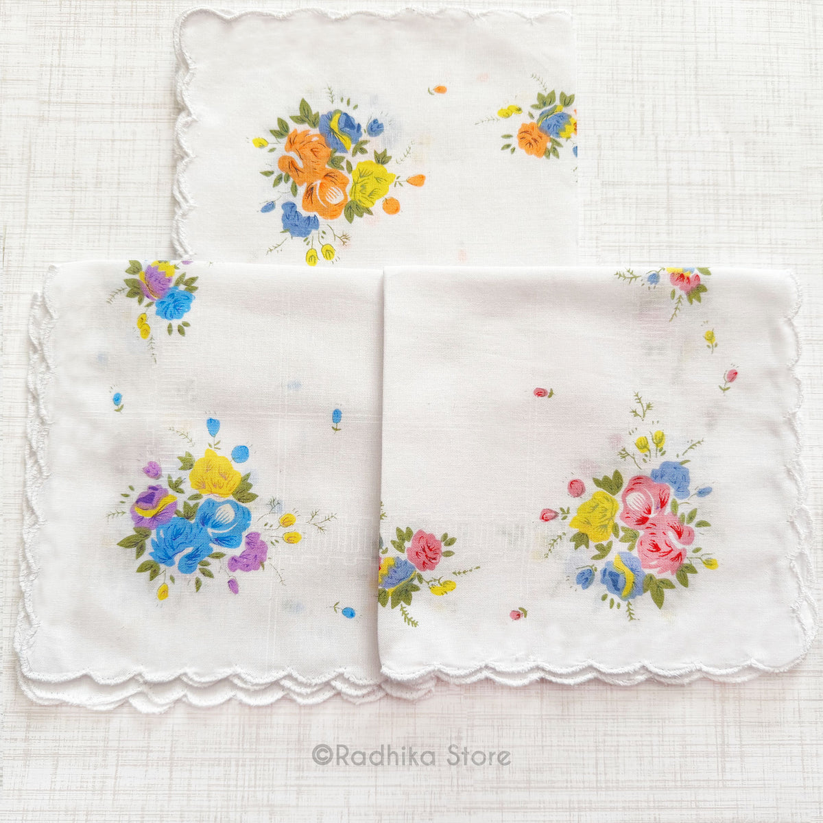 Rose Bouquet -  Deity Napkins- Set Of 3