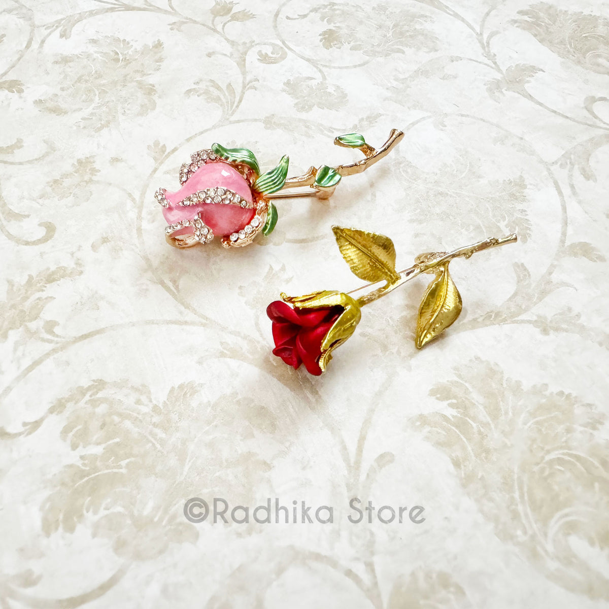 Rose Stems Red or Pink -  Pendants-(Pins)
