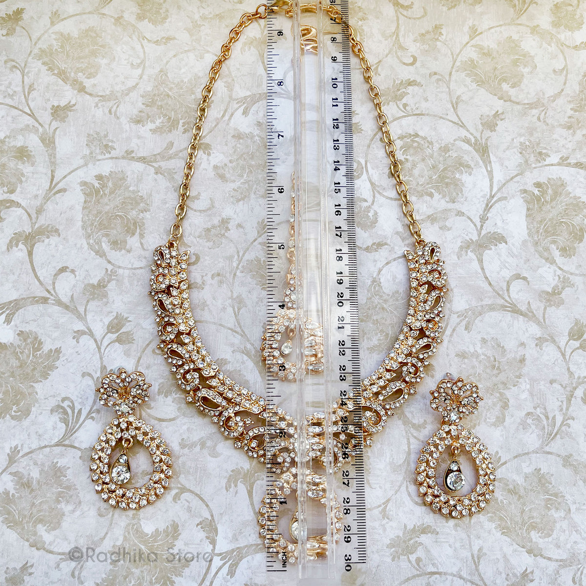 Royal Diamond - Deity Tika Necklace And Earring Set