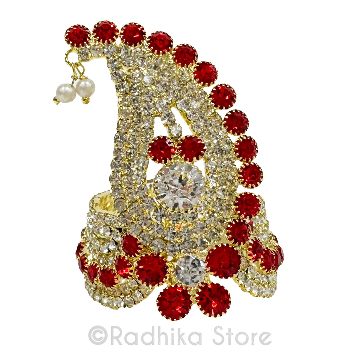 Ruby Golden Chandrika  - Metal Deity Crown