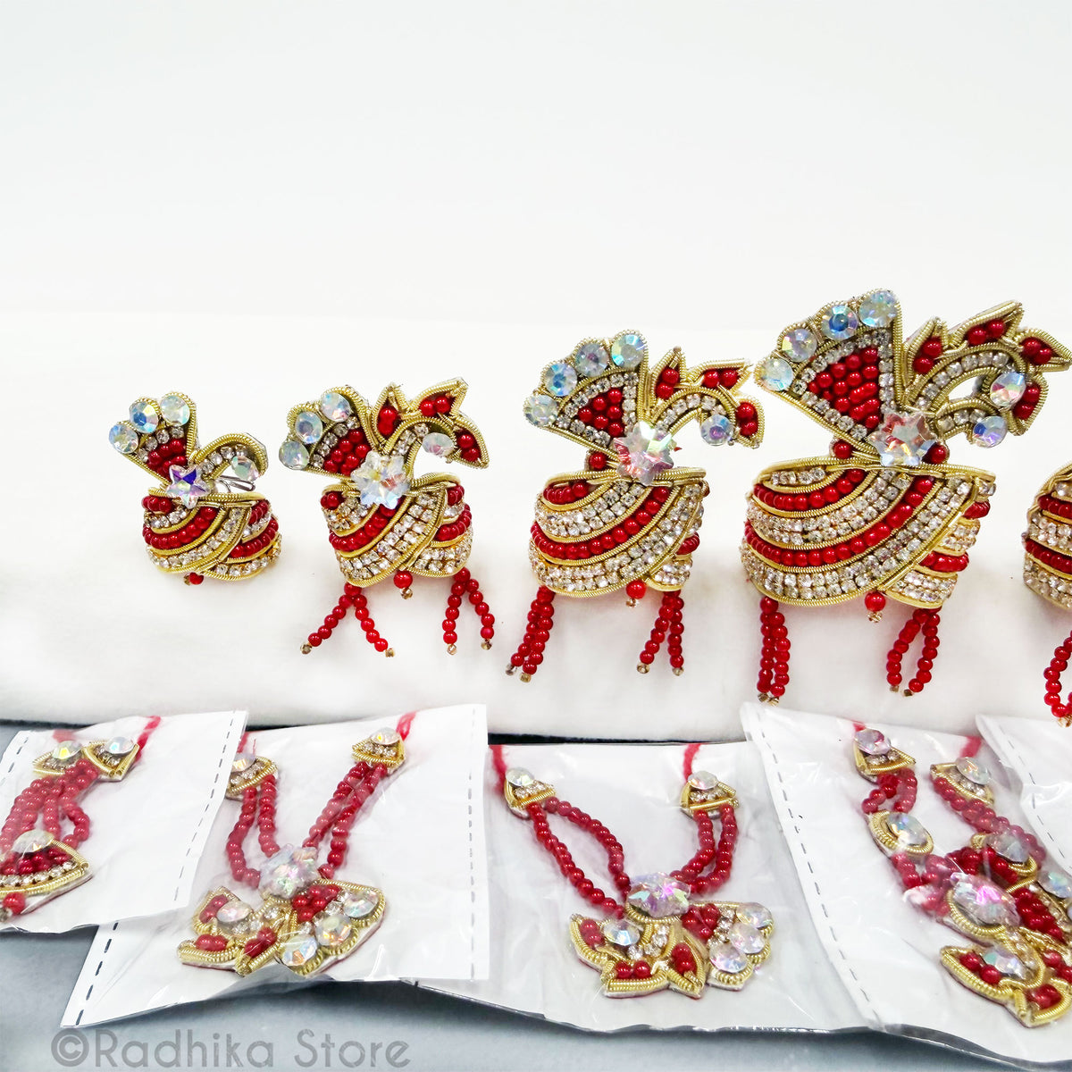 Vrindavan Saffron Turban - Deity Crown and Necklace Set
