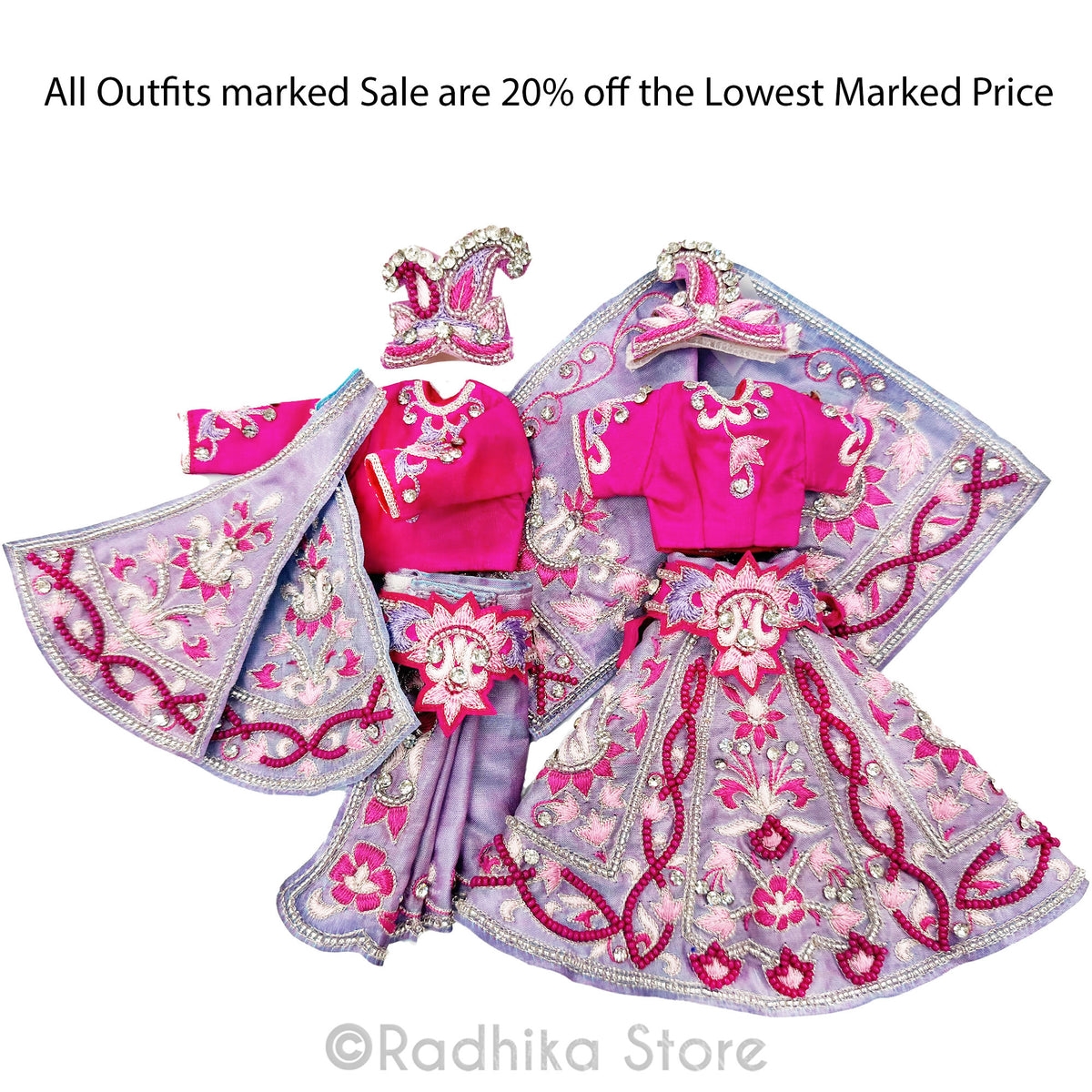 Fountain of Divine Love - Lavender - Silk - Radha Krishna Deity Outfit