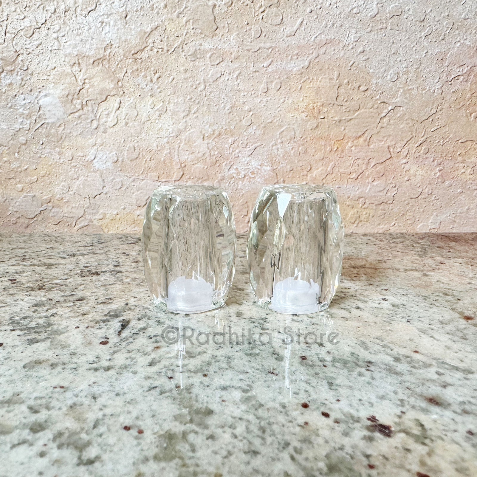 Little Crystal Barrel Shaped  Deity Salt and Pepper Shakers