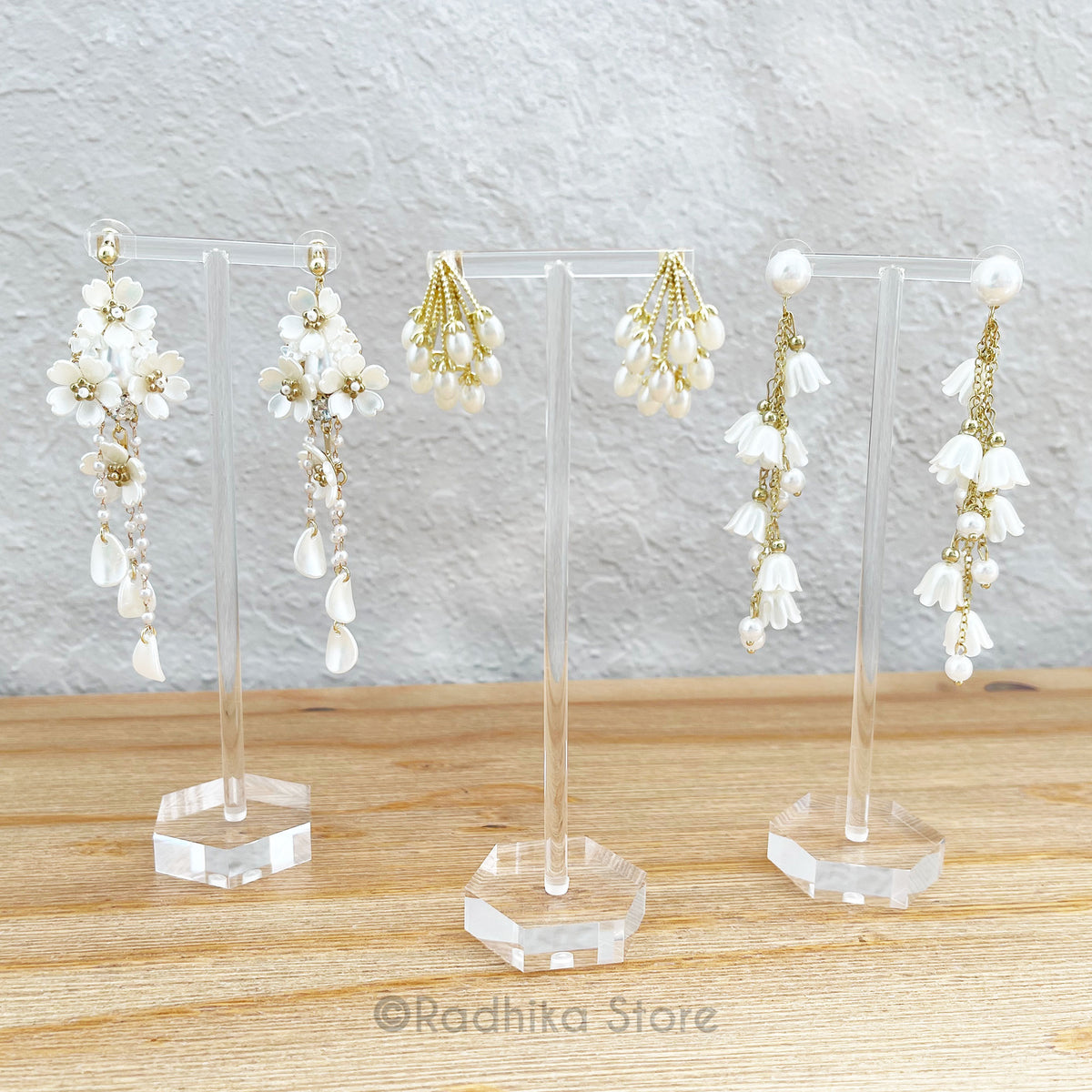 Dangling Mother Of Pearl Flower - Earrings