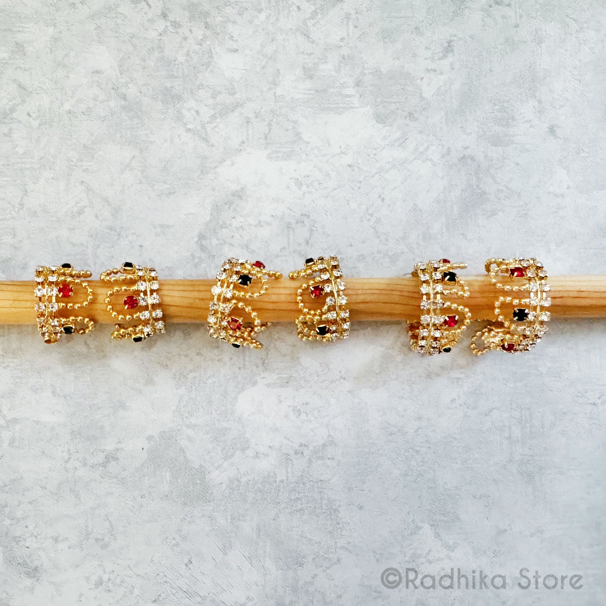 Scalloped Emerald Ruby - Armlet/Anklet Set - Choose Size - Radhika Store
