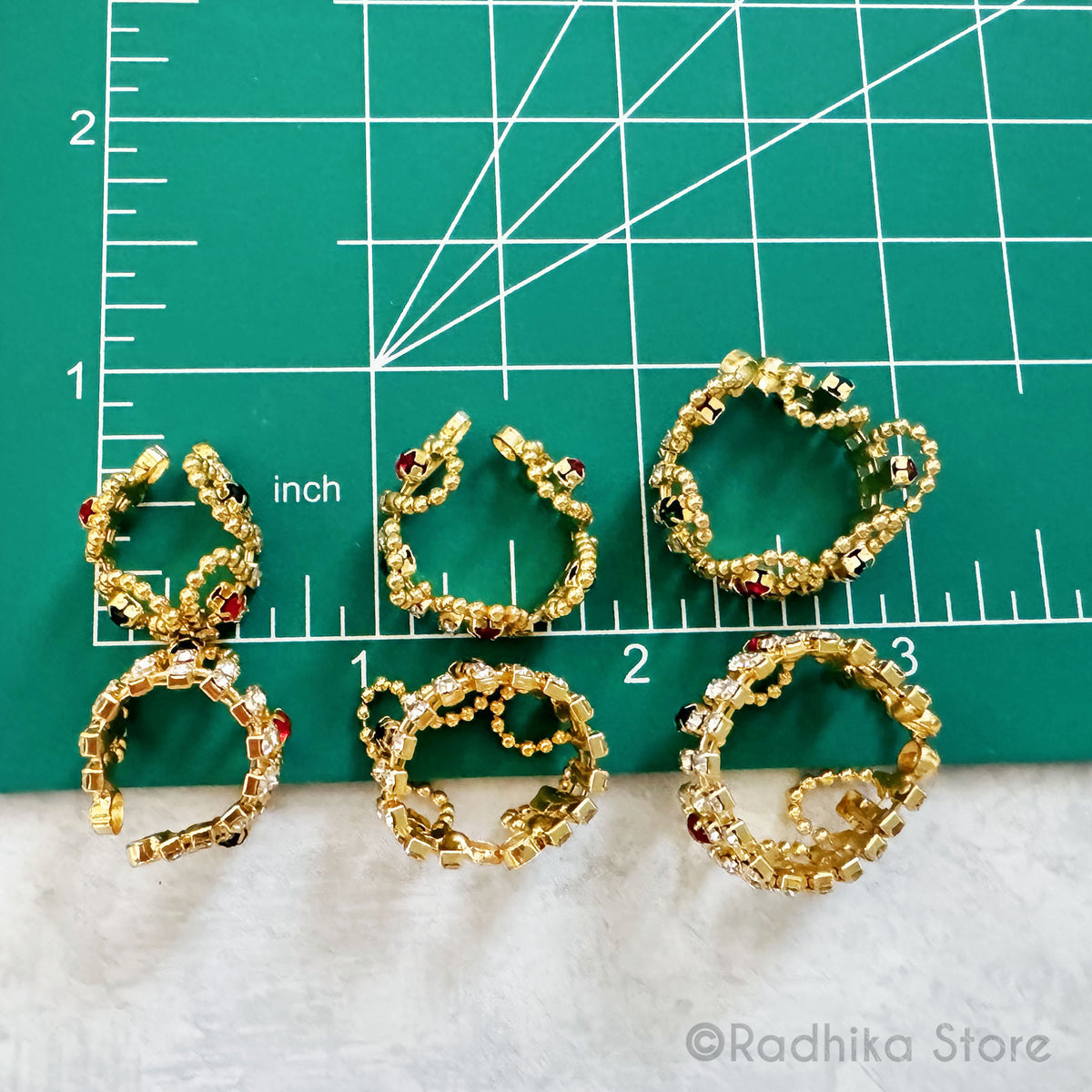 Scalloped Emerald Ruby - Armlet/Anklet Set - Choose Size