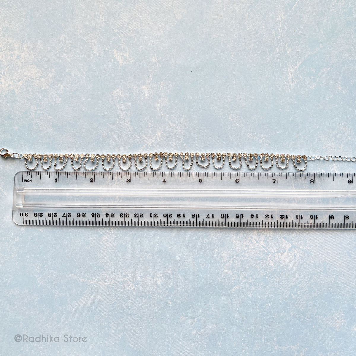 Scalloped Rhinestone - Deity Necklace - Size 8 Inch Large