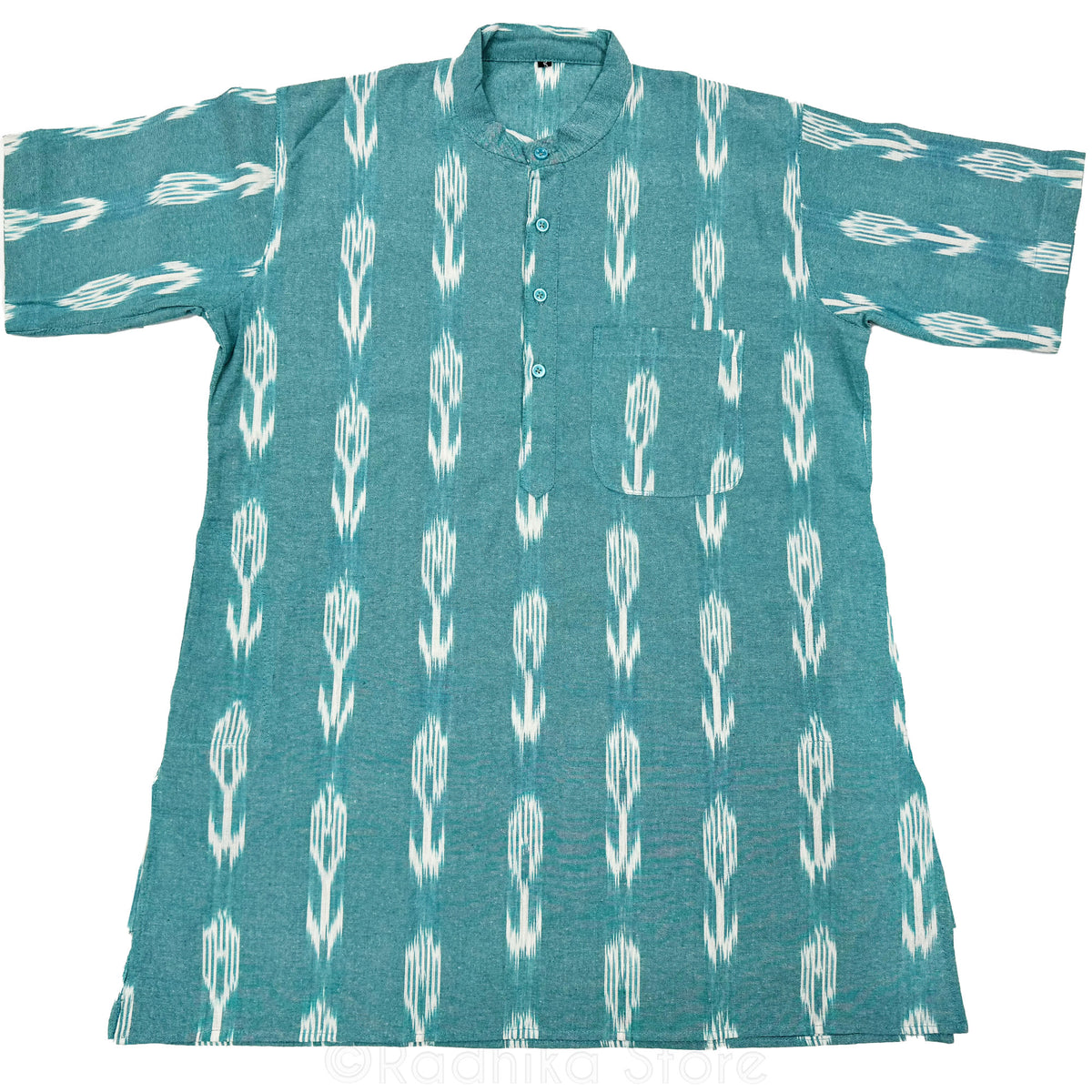 Sea Green  and Off White Tweed -  Cotton Kurtas - S-M-L