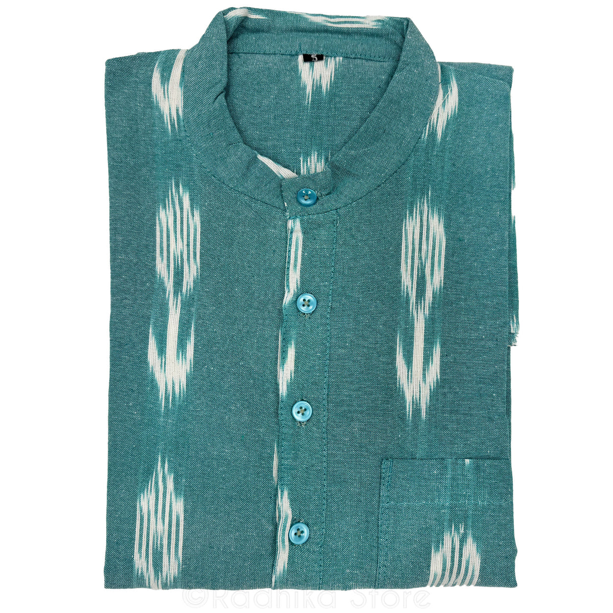 Sea Green  and Off White Tweed -  Cotton Kurtas - S-M-L