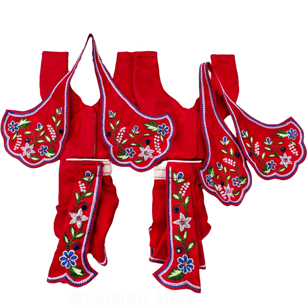 Seva Kunj Manjaris - Red - Silk - Gaura Nitai Deity Outfit