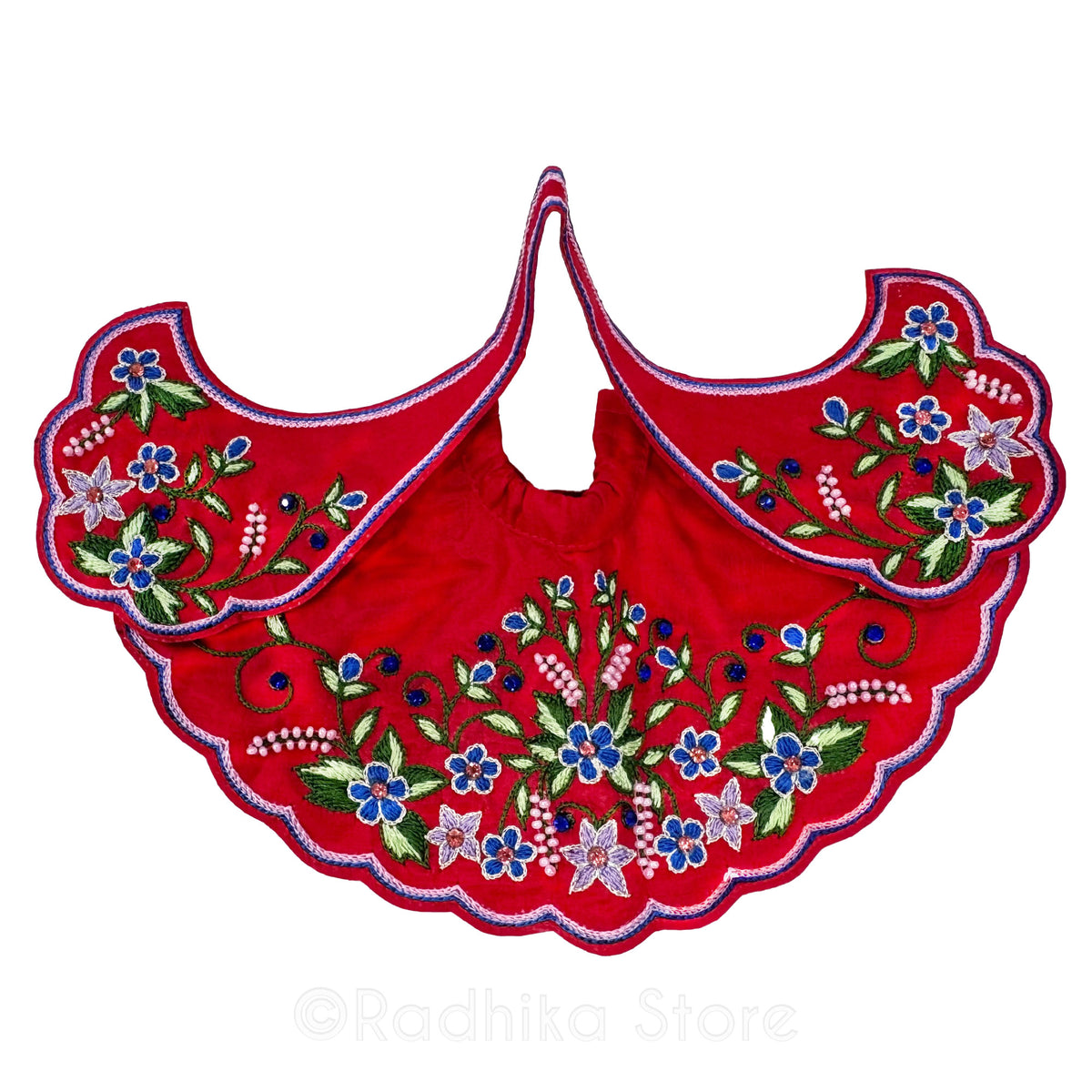 Seva Kunj Manjaris - Red - Silk - Jagannath Baladeva Subhadra Deity Outfit