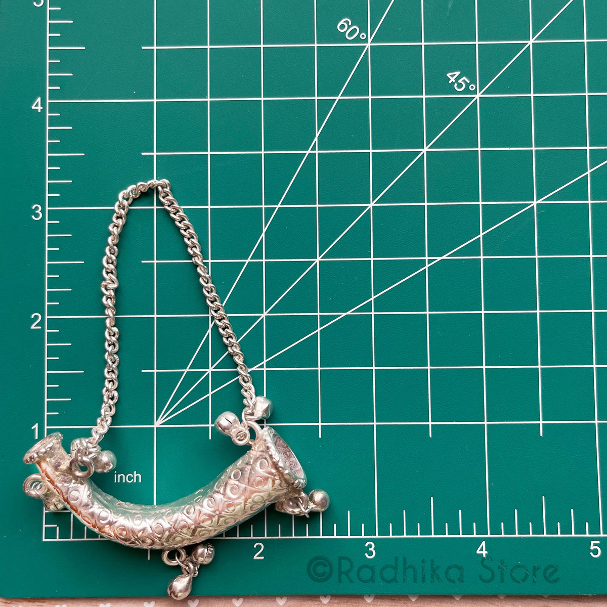 Silver Fancy Carved Deity Bull Horns