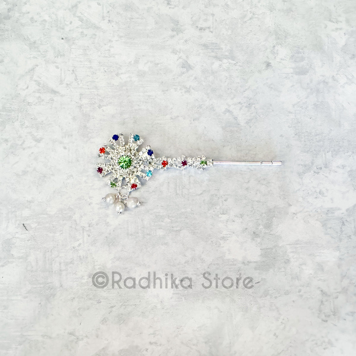 Silvery Chakra Flute with Light Green Center
