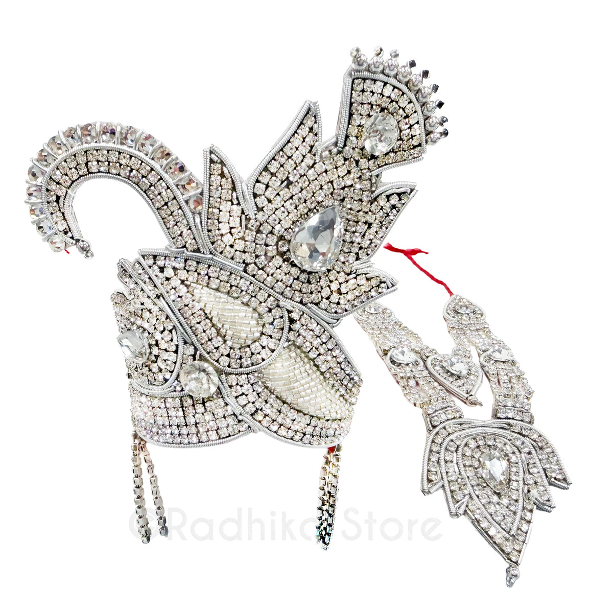 Sparkling Silver Lotus - Deity Crown and Necklace Set