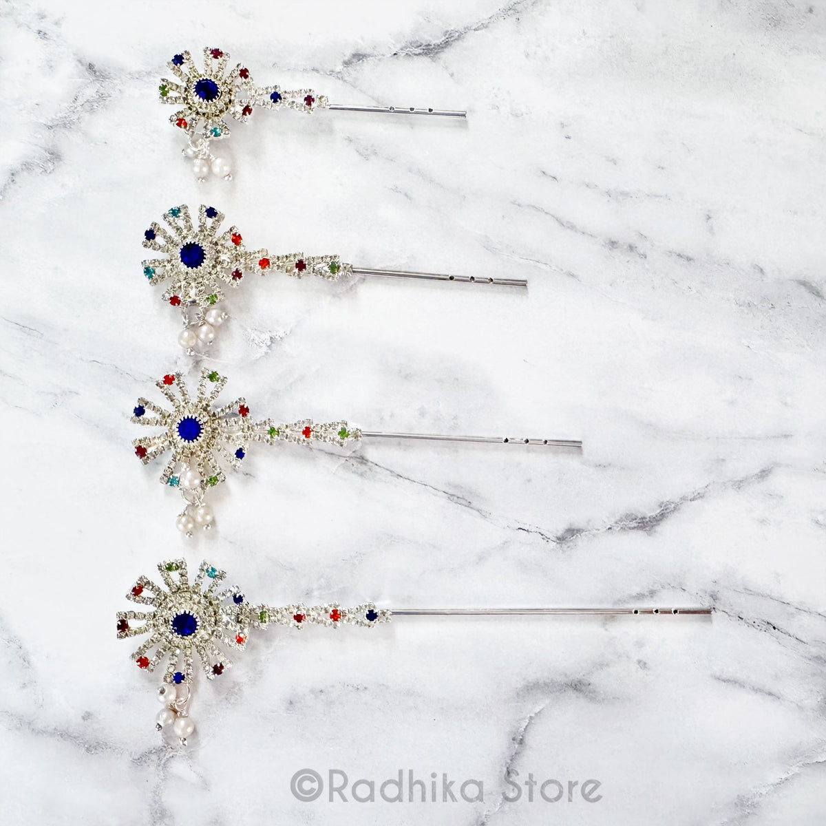 Silvery Polestar Flute With Sapphire Blue Center