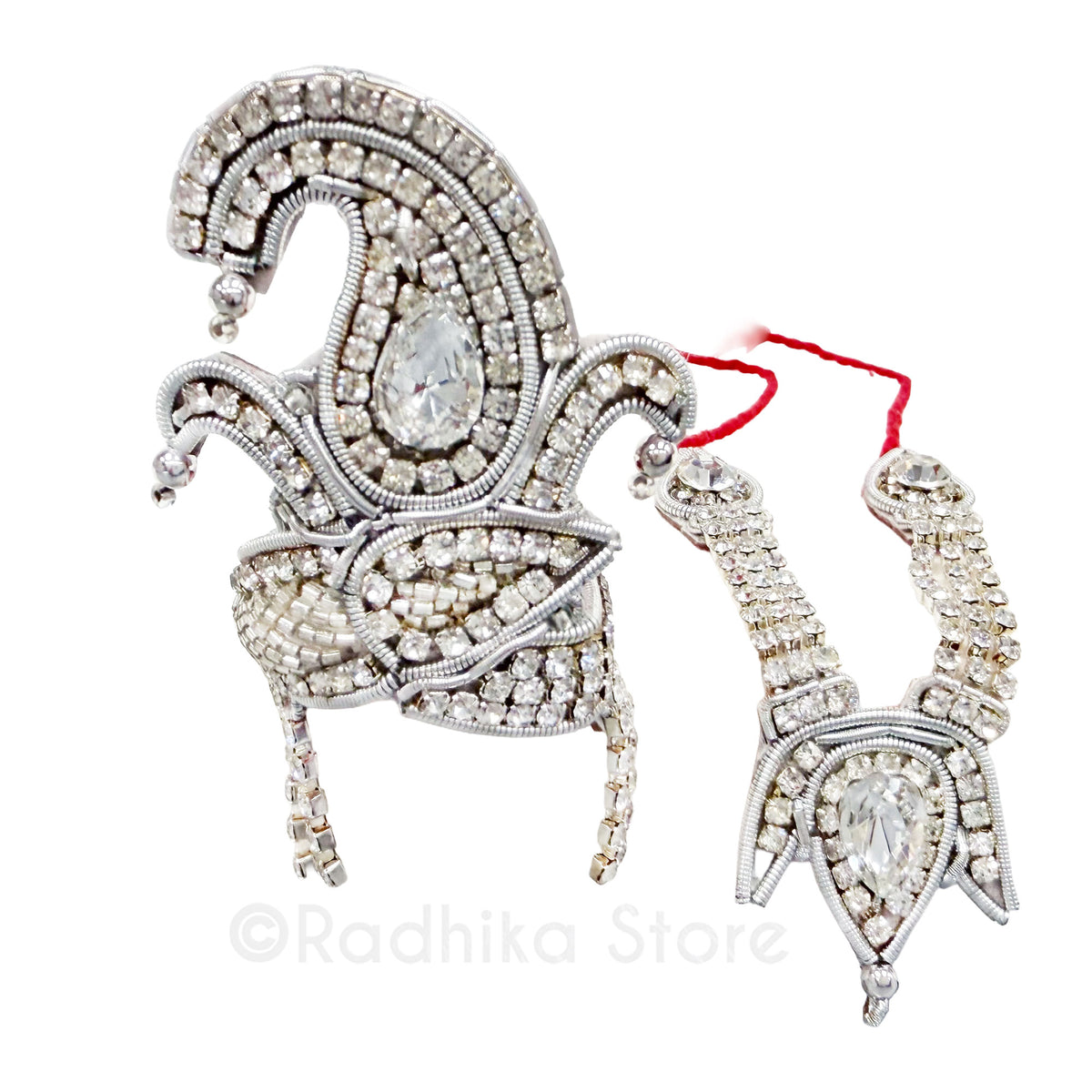 Sparkling Silver Chandrika - Deity Crown and Necklace Set