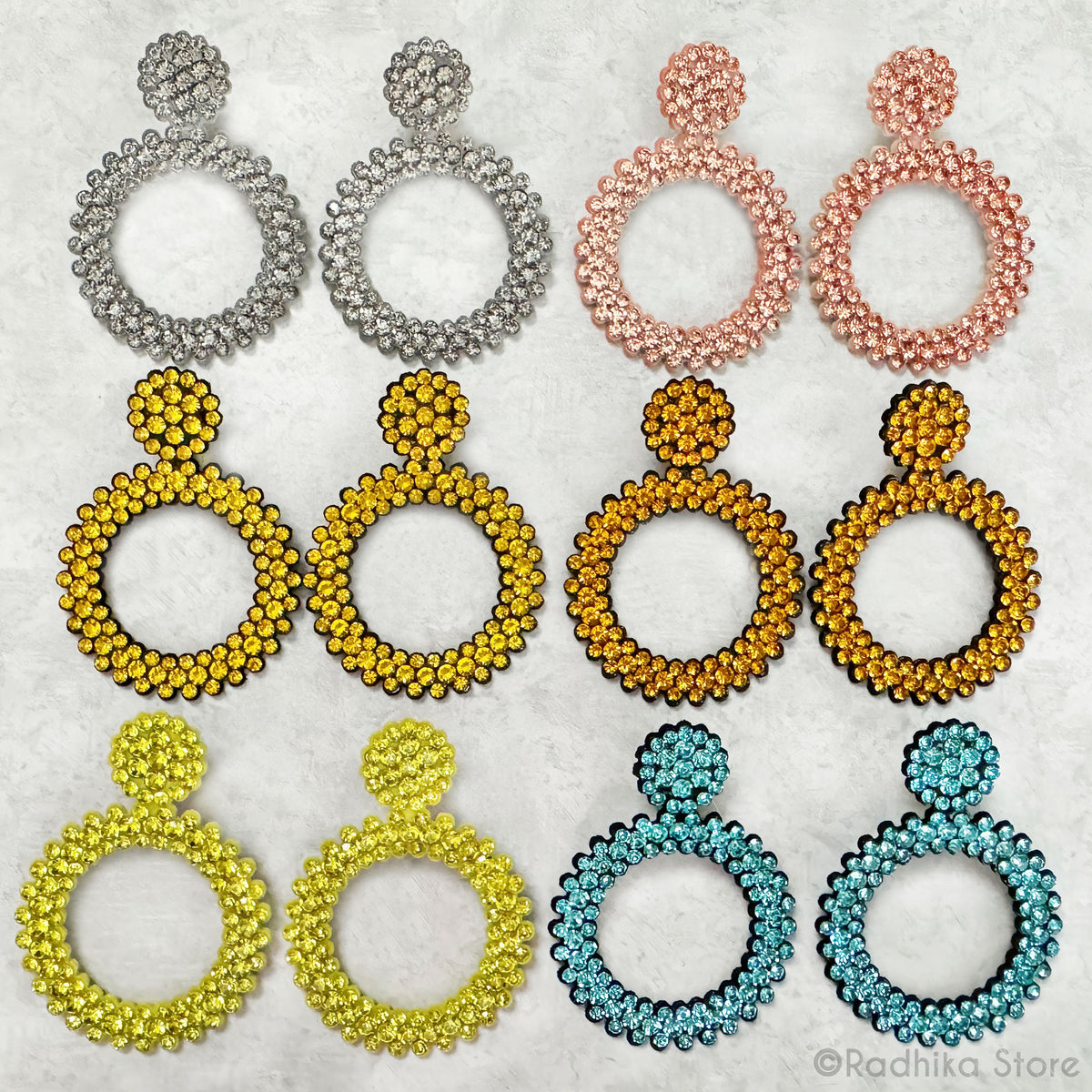 Colorful Circles of Love - Rhinestone  Effulgence/Earrings