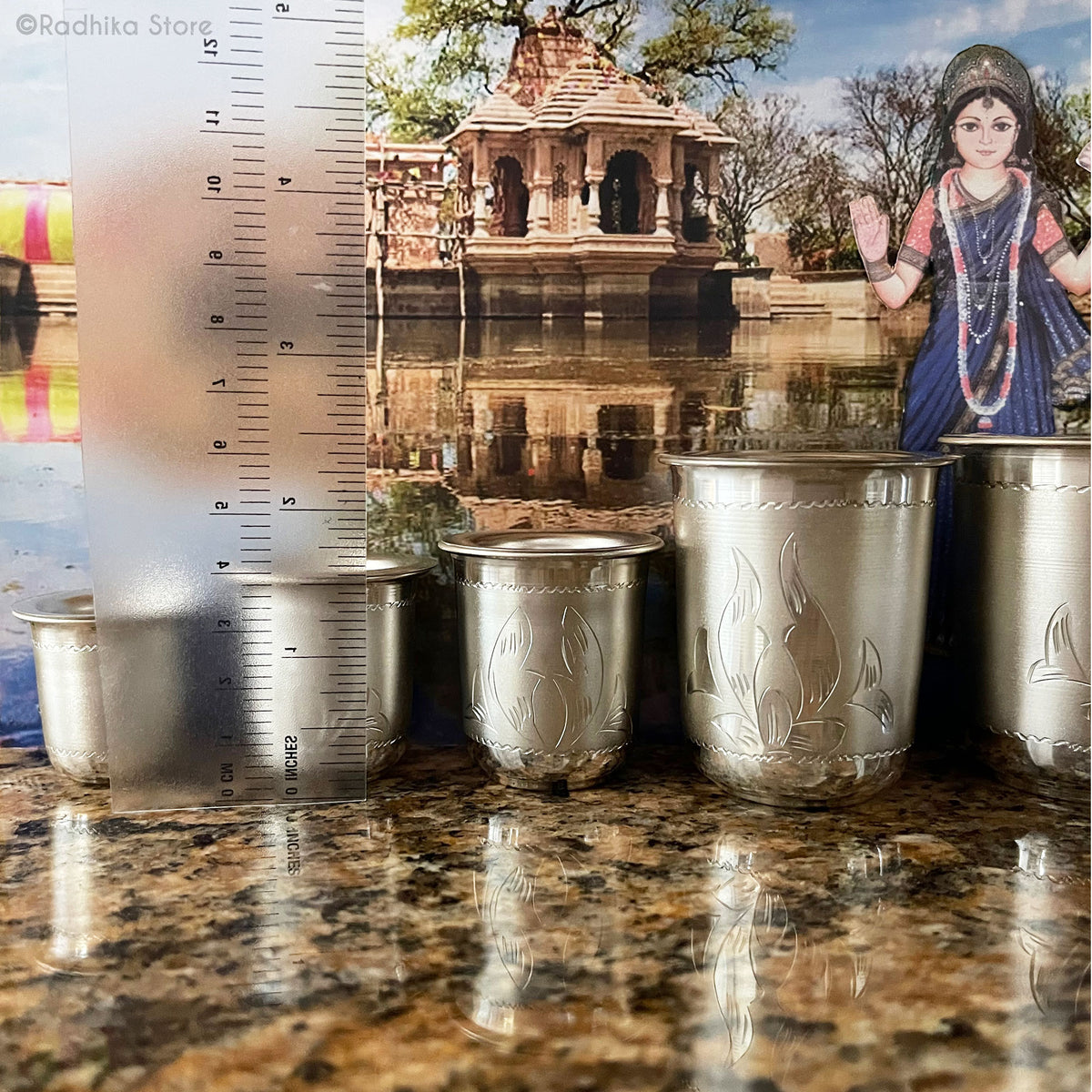 Silver Deity Water Cups  Dolphin Splash Design - Best Quality