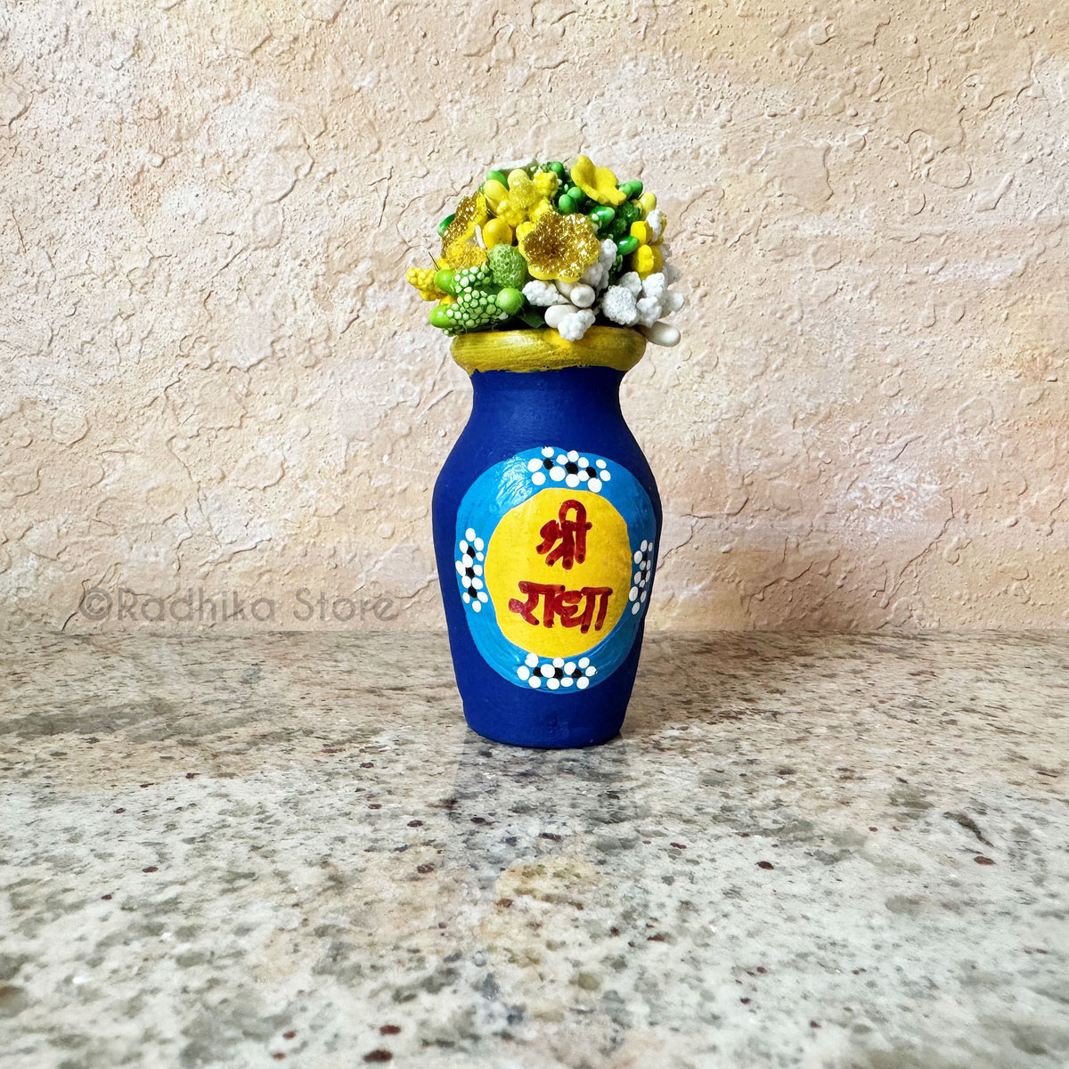 Vrindavan Sri Radha Logo - Miniature Clay Flower Vase