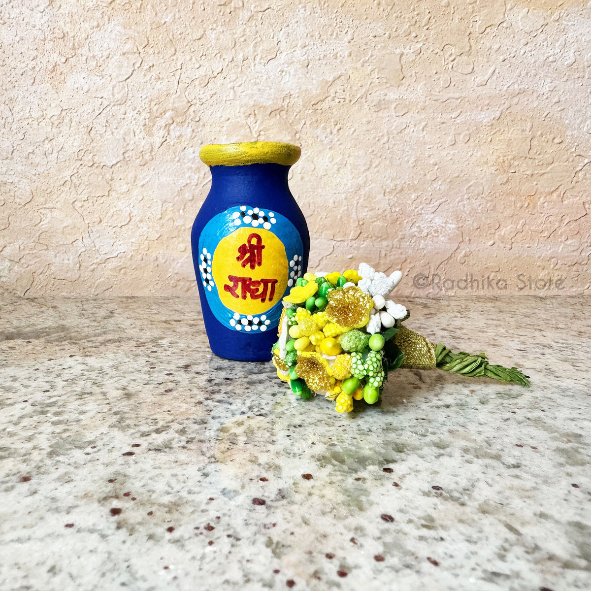Vrindavan Sri Radha Logo - Miniature Clay Flower Vase