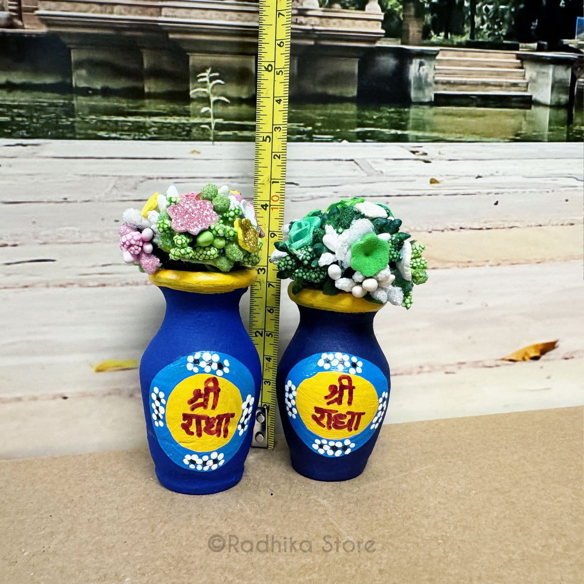 Vrindavan Sri Radha Logo - Miniature Clay Flower Vase