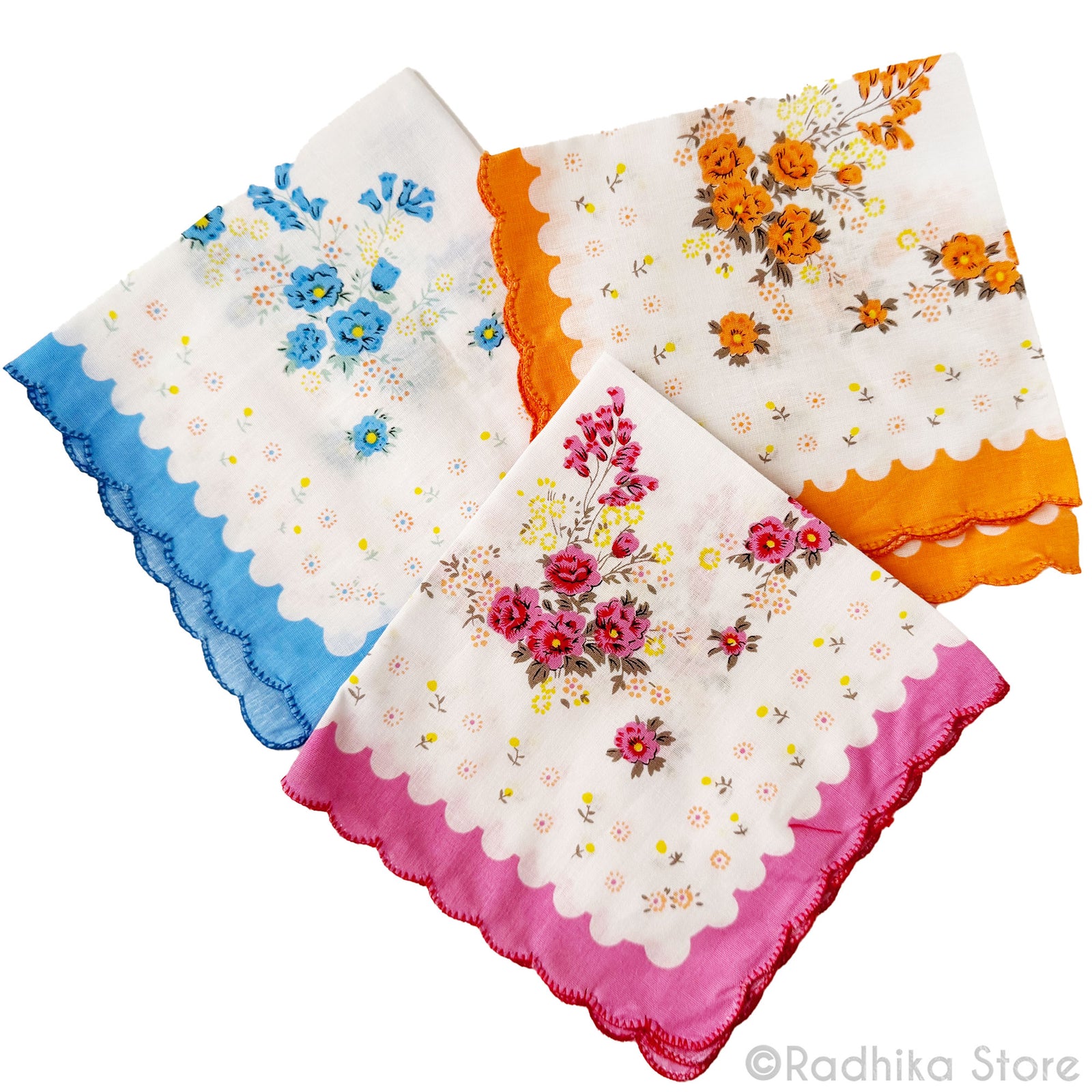 Sweet Dot Flowers  -  Deity Napkins- Set Of 3