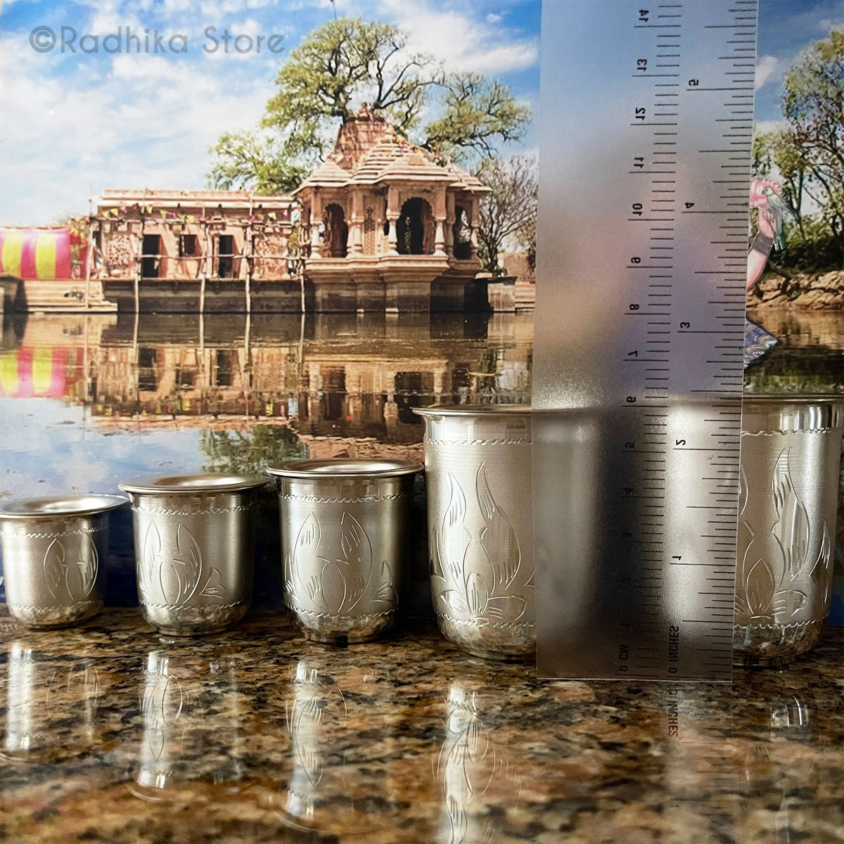 Silver Deity Water Cups  Dolphin Splash Design - Best Quality