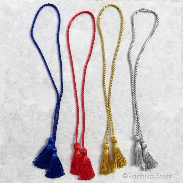Rope Tassels-Blue-Red-Gold-Silver-Choose Color - Radhika Store