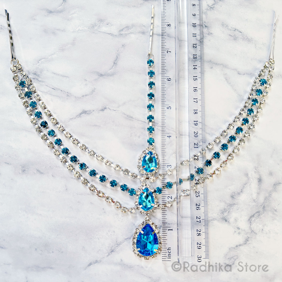 Teal Blue Crystal Tika