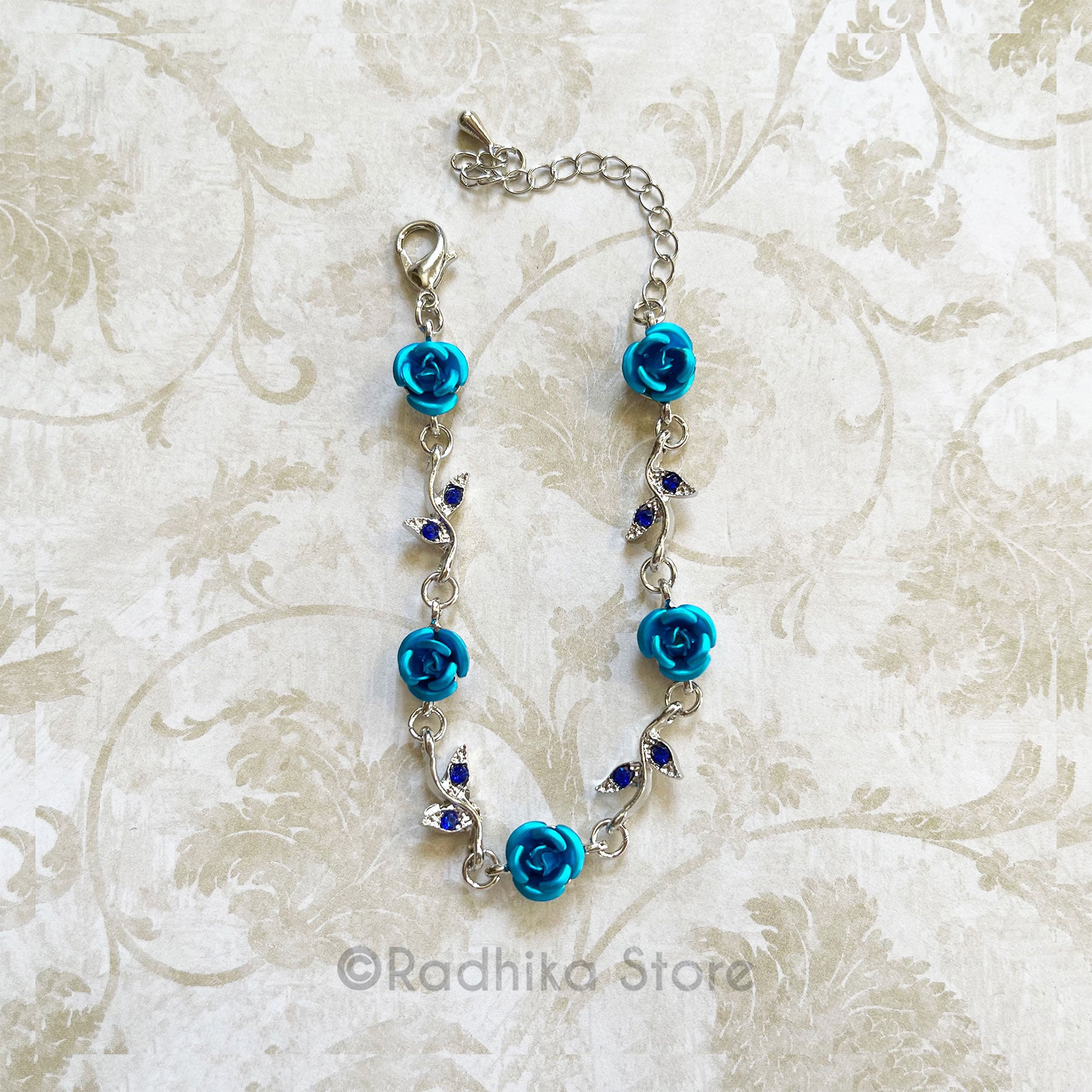 Blue Rose Vine- 6.5 Inch- Deity Necklaces
