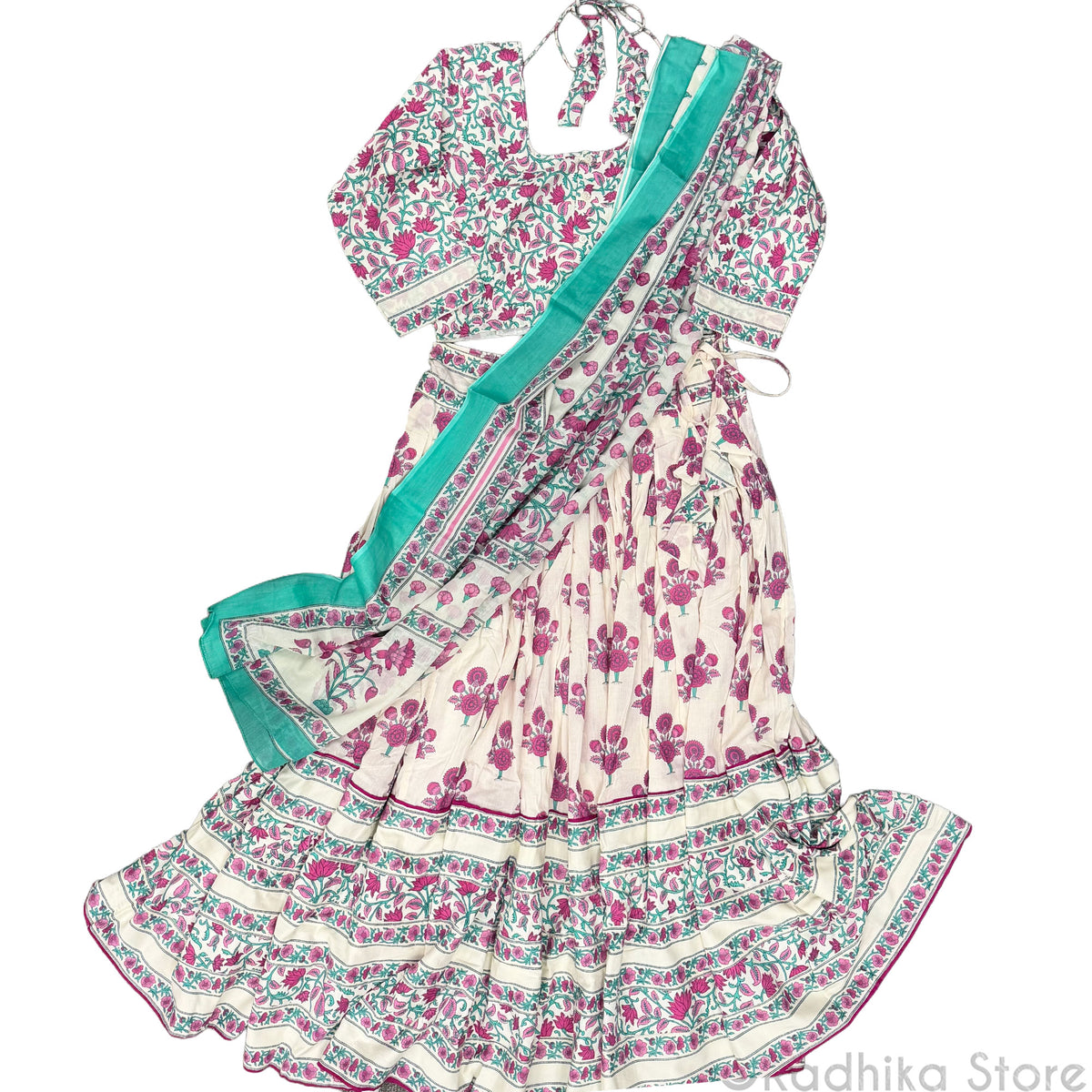 Apsara  Kund Lotus -Cotton - Screen Print-Gopi Skirt - 10 Meter- Best Twirling