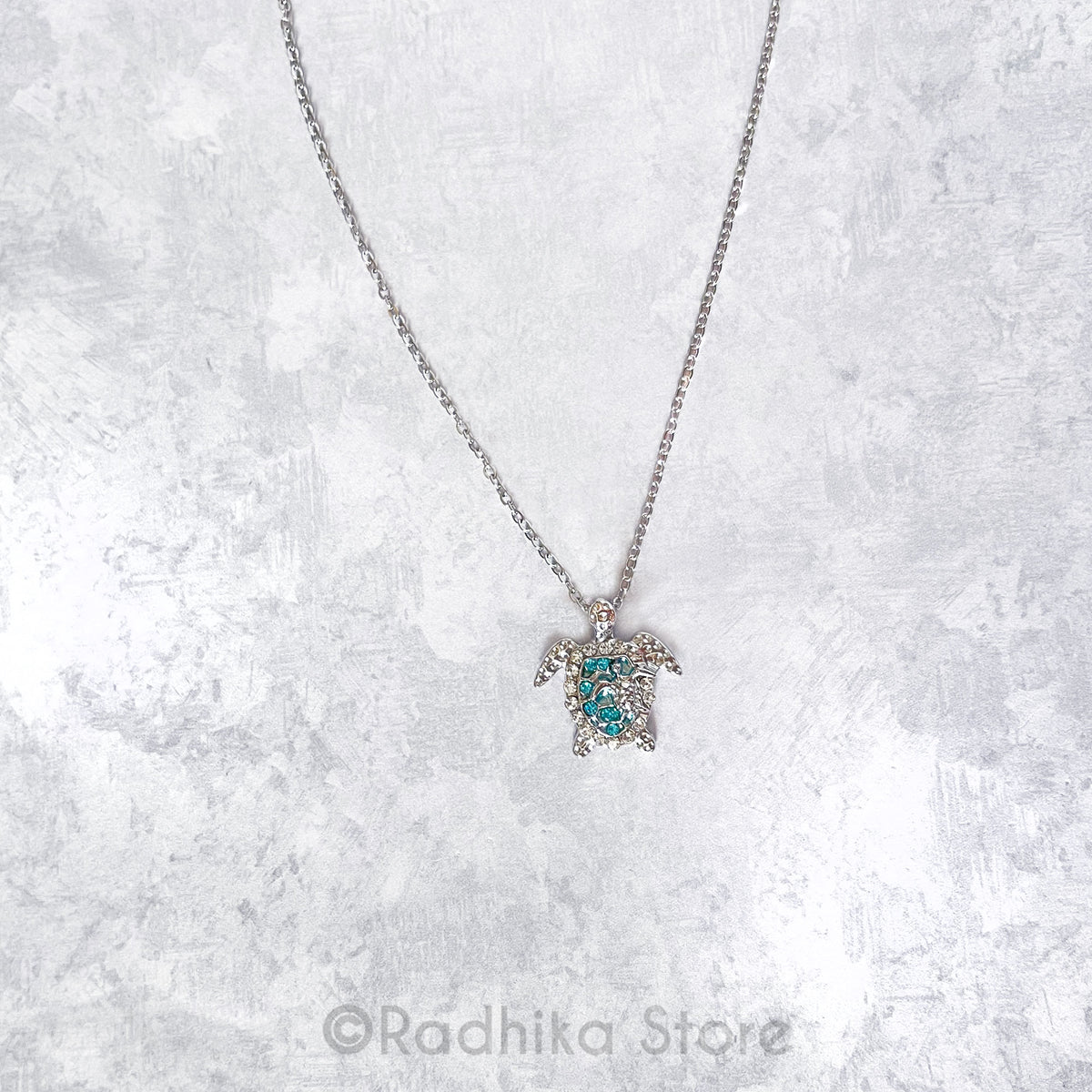 Tiny Radha Kund Turtle Pendant With Chain - Choose Color