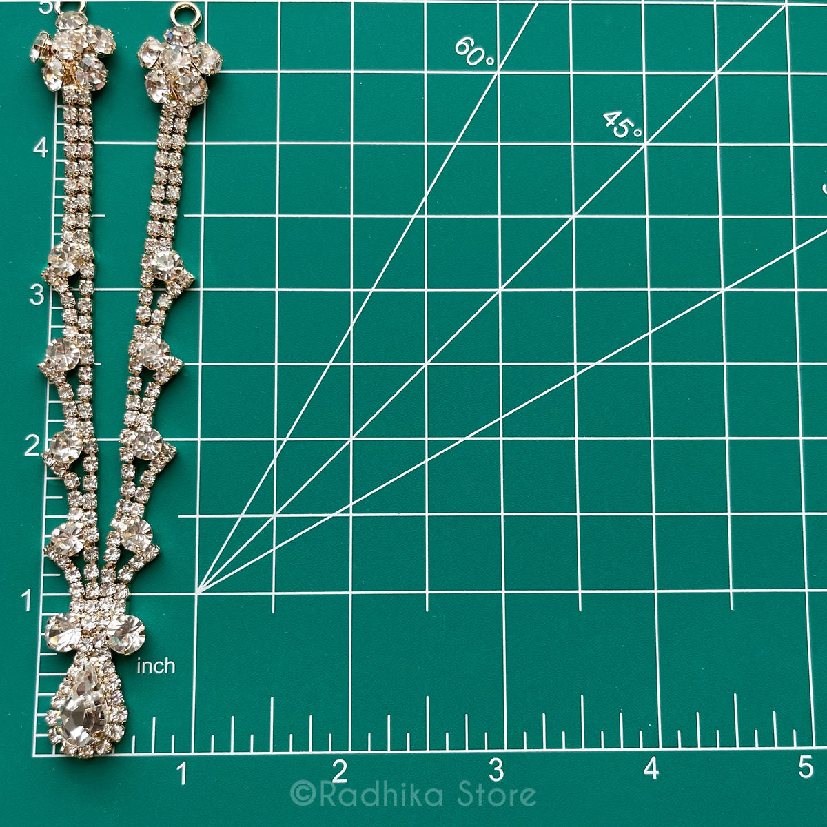 Rhinestone Teardrop - Deity Necklace-Silver or Gold Metal- Size 5 Inch Large