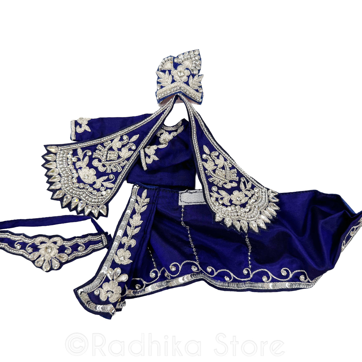 Tears of Separation - Deep Indigo - Silk - Radha Krishna Deity Outfit