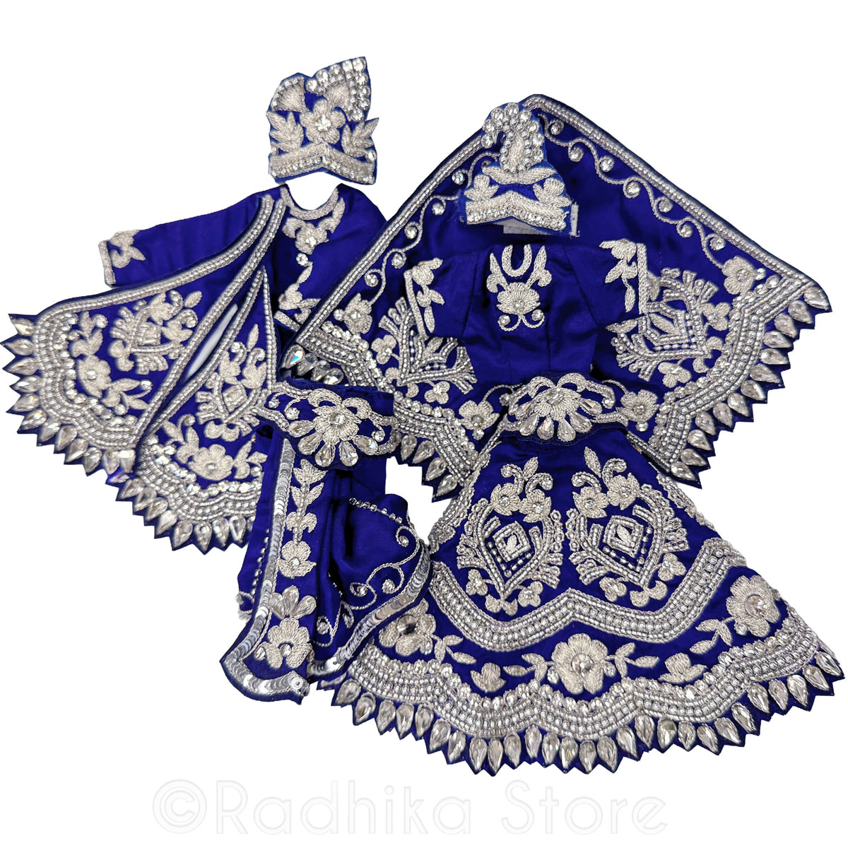 Tears of Separation - Deep Indigo - Silk - Radha Krishna Deity Outfit