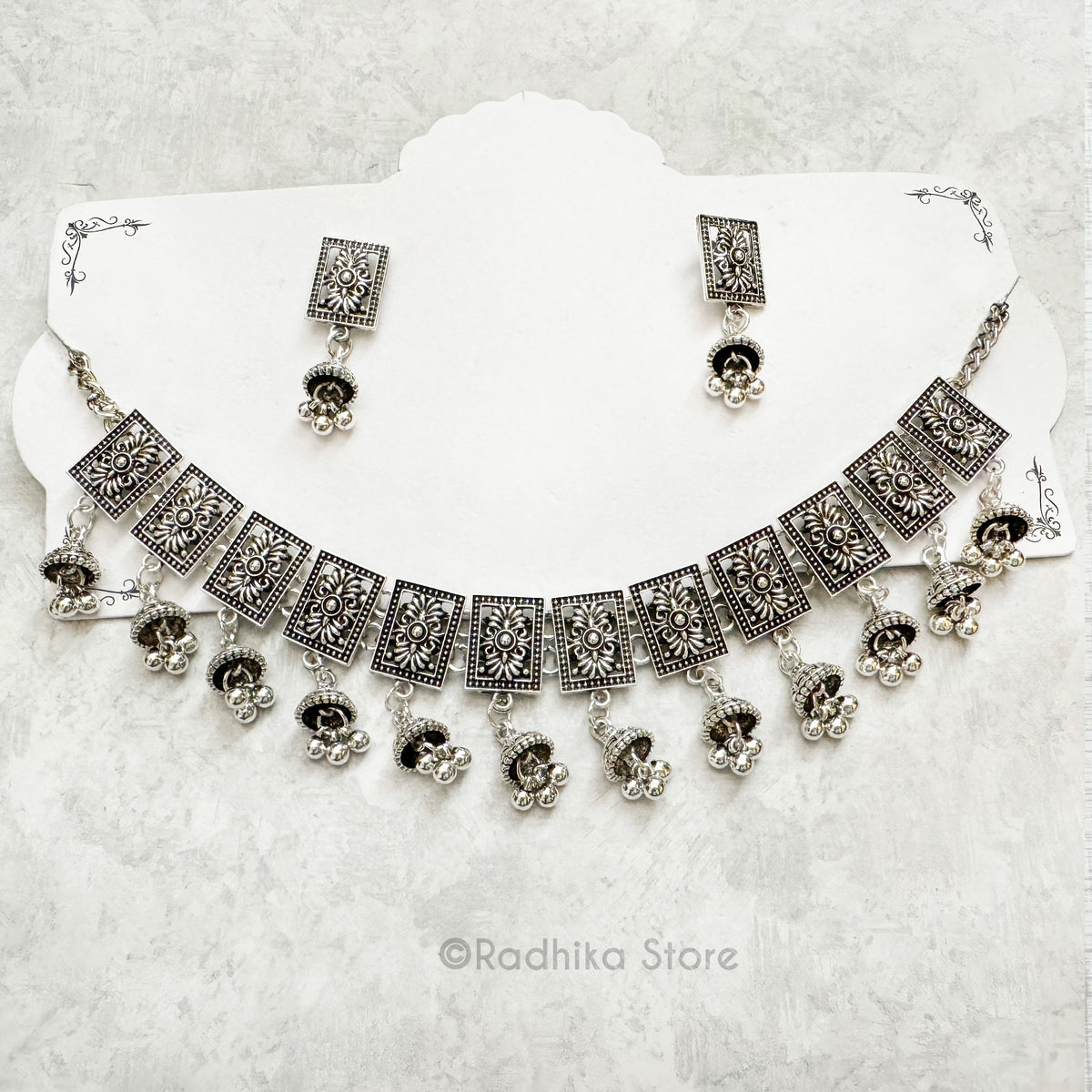 Temple Bells- Deity Necklace And Earring Set