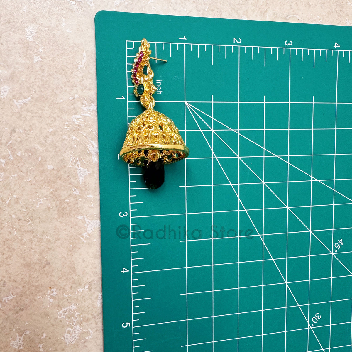 Golden Peacock Temple Bells-   Earrings