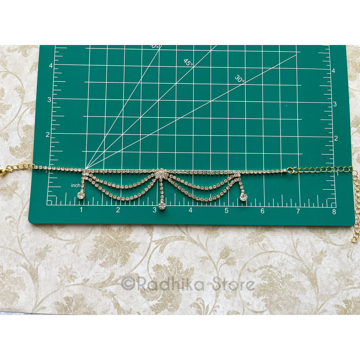 Rhinestone - Tika-Belt-Deity Necklace-Silver or Gold Metal- Size Large