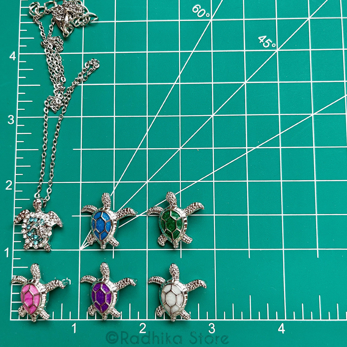 Tiny Radha Kund Turtle Pendant With Chain - Choose Color