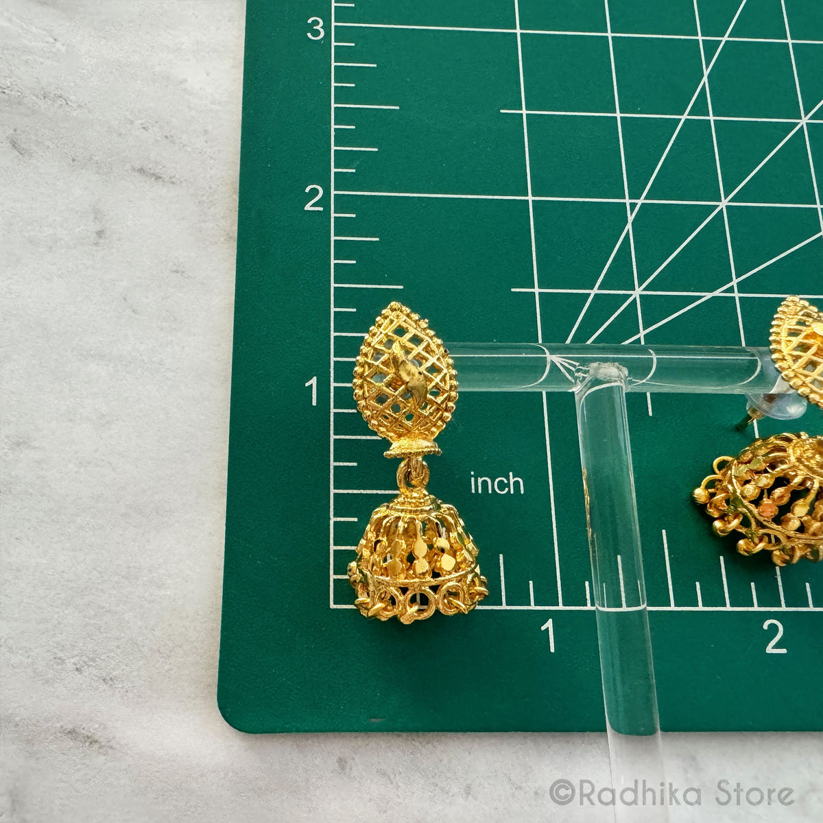 Golden Little Peacock - Jhumka Bell Earrings