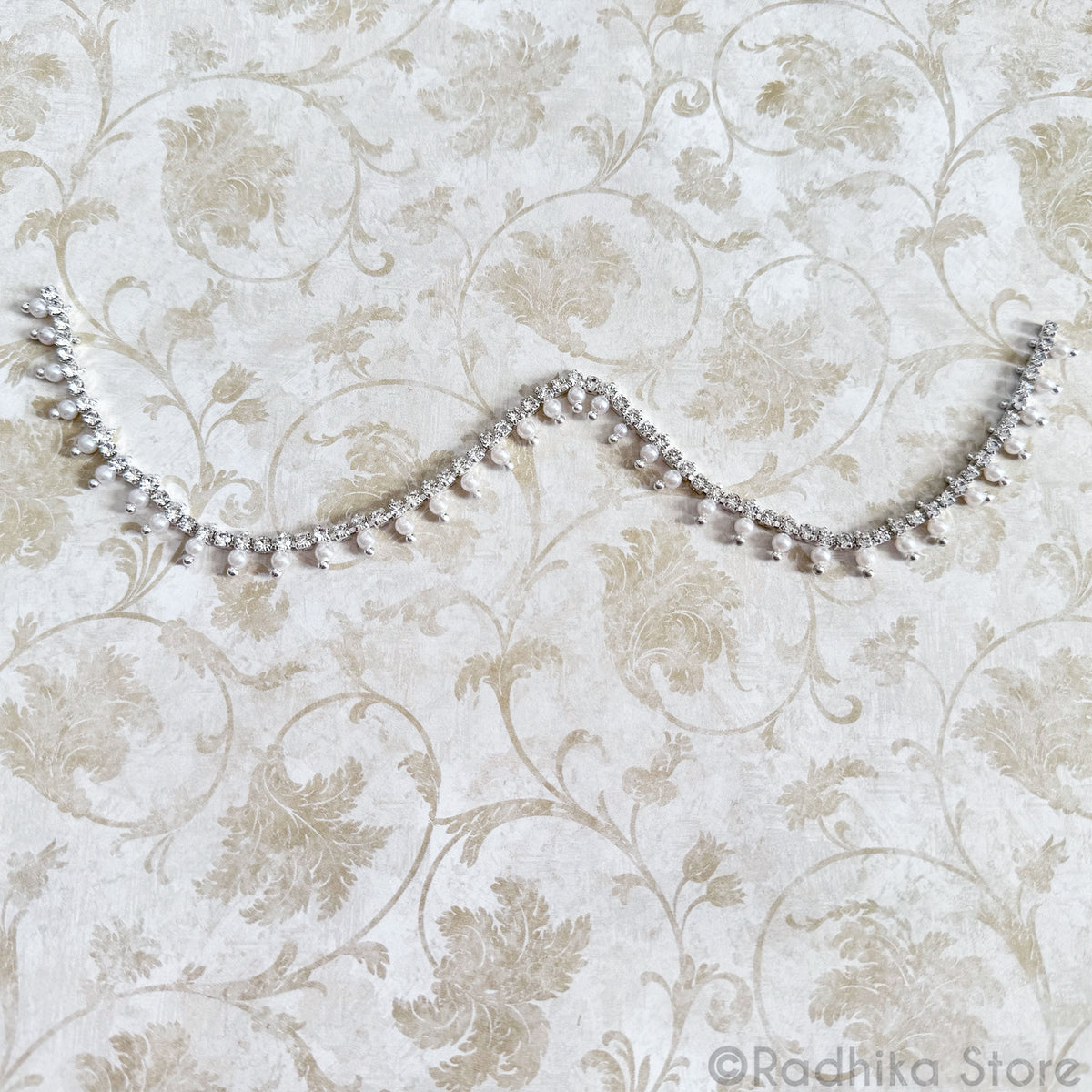 12 Inches -Small Pearl - Rhinestone Strand