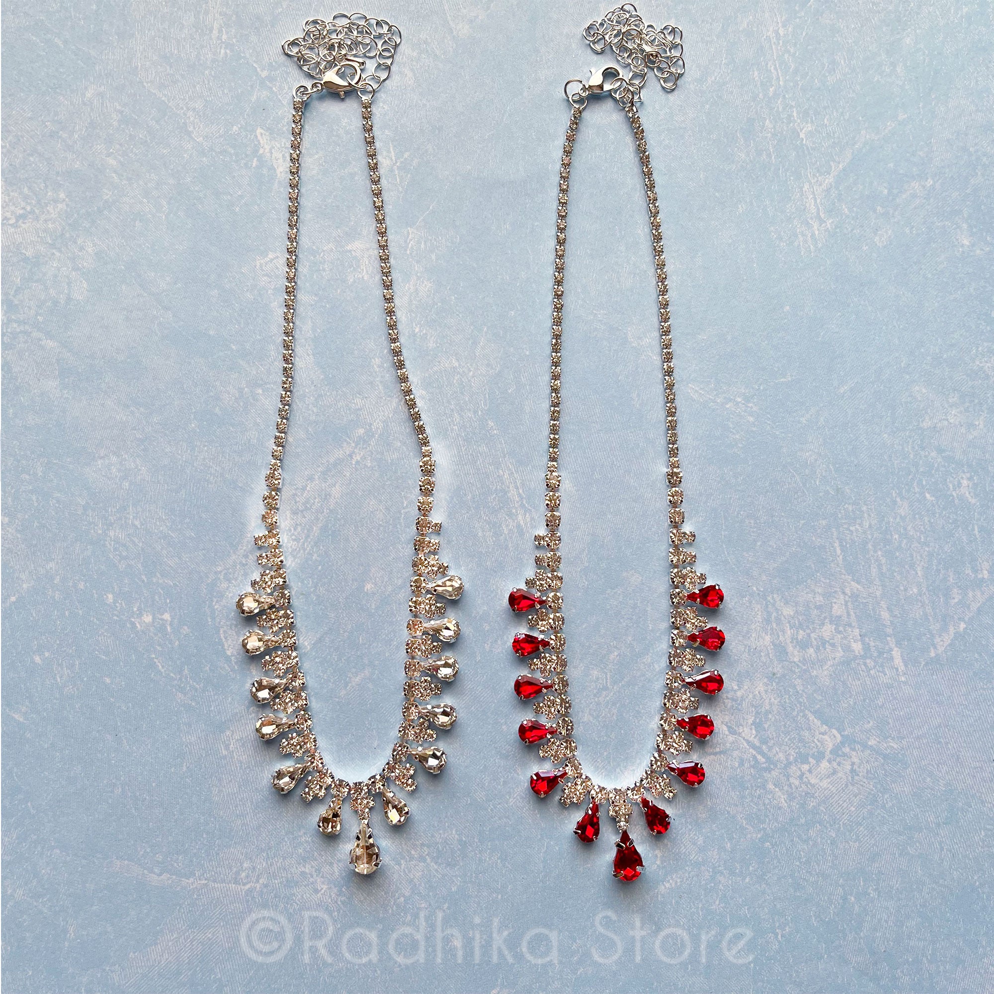 Teardrop Rhinestone - Deity Necklace and Earrings Set