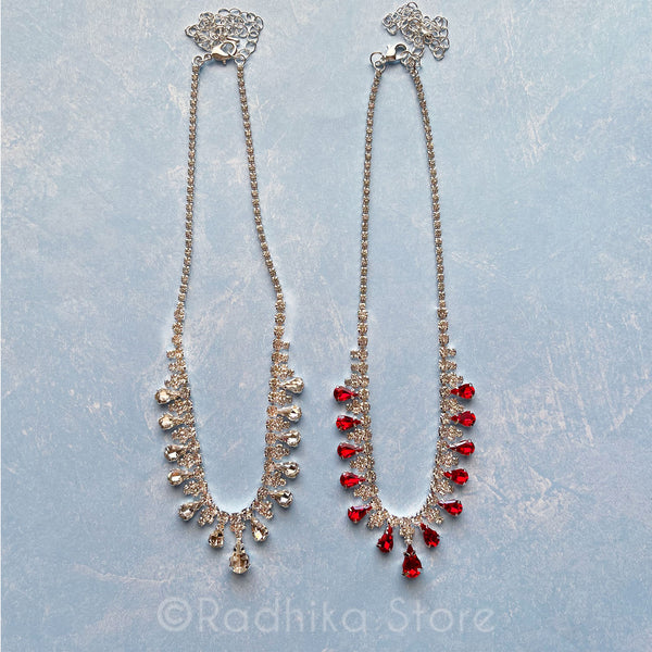 Teardrop Rhinestone - Deity Necklace and Earrings Set - Radhika Store