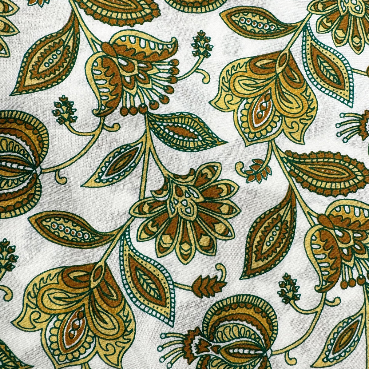 Tropical Mayapur Flowers - White and Beige-  Cotton Kurtas - S-M-L